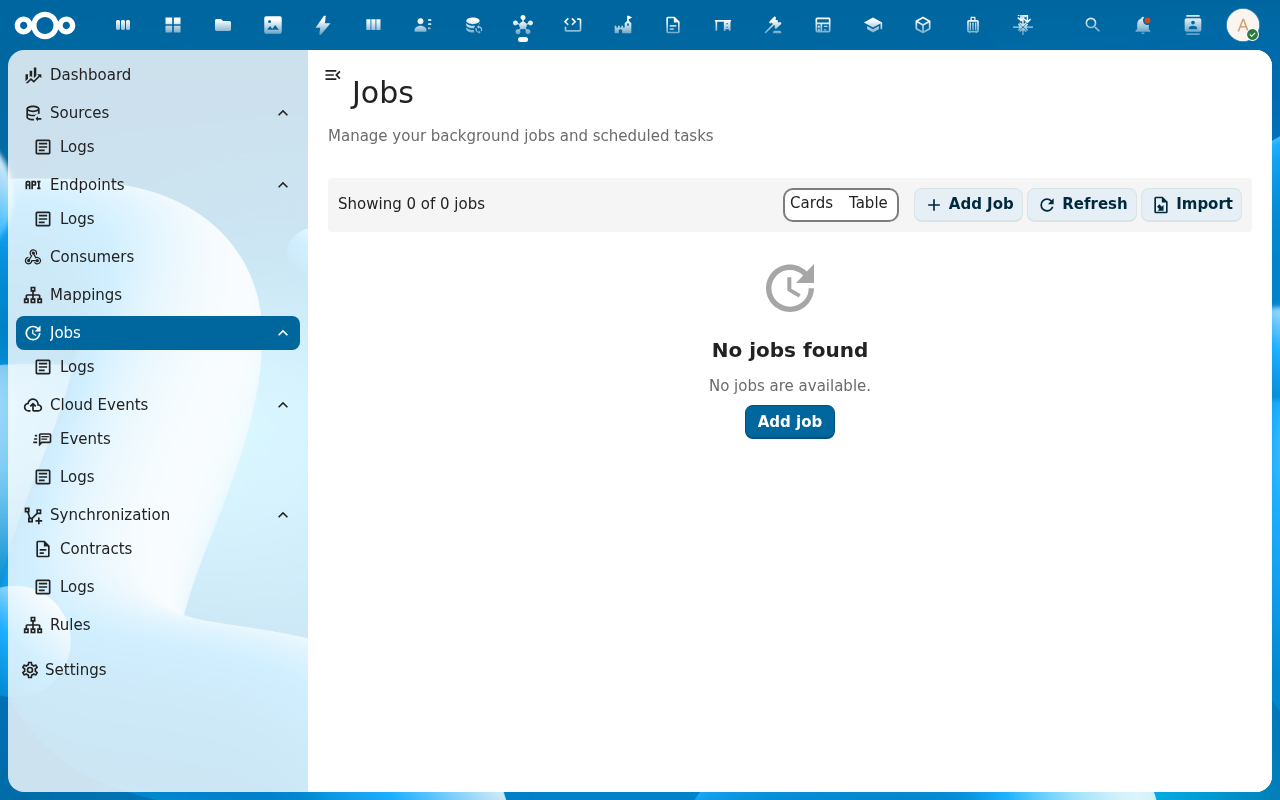 Jobs list with Add Job